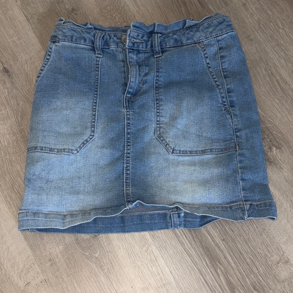 Blue Spice Distressed Denim Mini Skirt - Light Blue